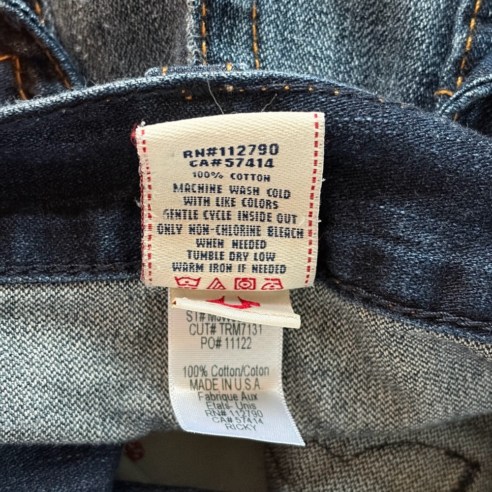 Men's Dark Blue Washed Jeans - Classic Straight Fit True Religion - Picture 5 of 5